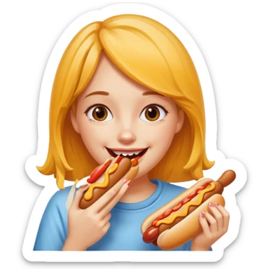 Girl eats hotdog sticker