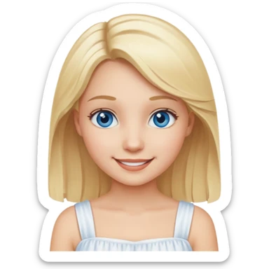 Girl with blonde hair and blue eyes white sticker