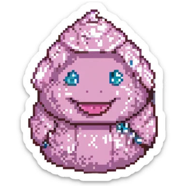 pink poo with a smiling face pixel art sticker