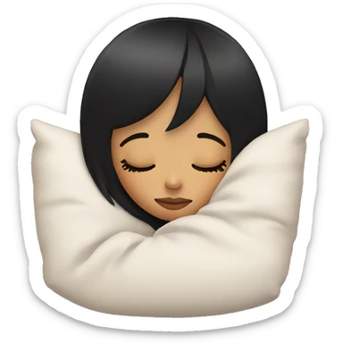girl with black hair and bangs sleeping sticker