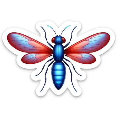 glitter red and blue firefly sticker