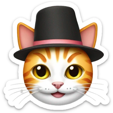 cat wearing a hat made out of sushi sticker