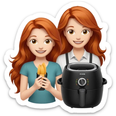 Excited long haired redhead shaking airfryer butt shake sticker