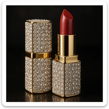 diamond-encrusted lipstick, slay object, luxurious and glamorous sticker