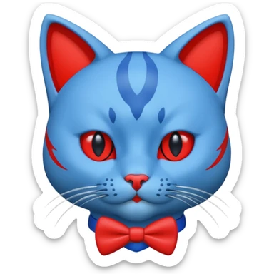 Cat with no ears head blue body blue with gadget red tail creator in fujiko pro sticker