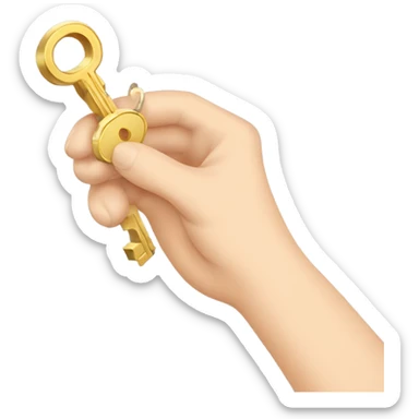 Hand holding golden elegant key sticker