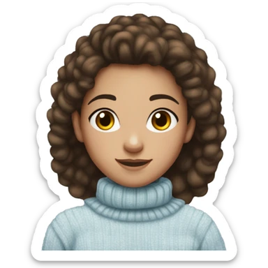 teenage girl, hispanic, freckles, afro brown hair, pony tail, short hair, brown eyes, light blue sweater, winter sweater, freckles sticker