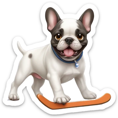 French bulldog puppy playing ice hockey sticker