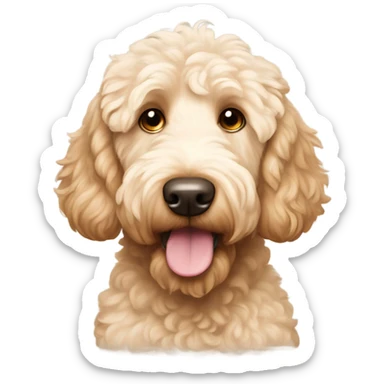A cream colored goldendoodle dog with a brown nose and reddish long ears  sticker
