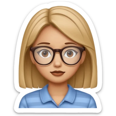 girl with glasses by blinds sticker