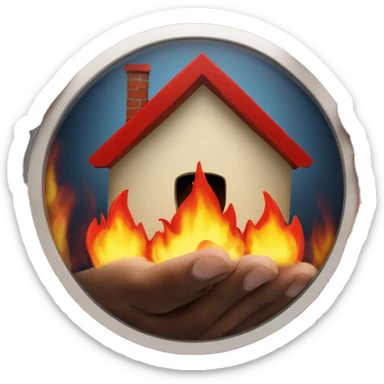 a burning house framed by two hands and red letters in the middle spelling ITSG sticker