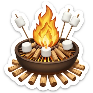 bonfire, with marshmallows on skewers, campfire sticker