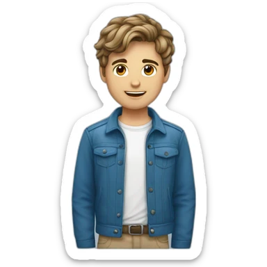 Un jeune homme français avec les cheveux couper dégradé bas et teinture bleu sticker