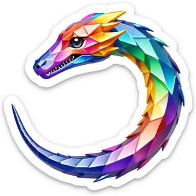 ouroboros serpent made of rainbow crystal shards sticker