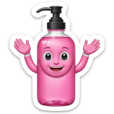 Smiling freaky baby oil bottle pink sticker