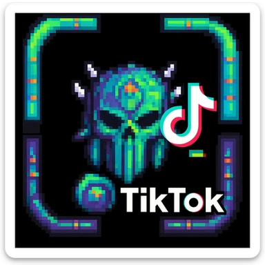 Add the TikTok icon to this ParadoX1 pixel art logo, keeping the retro gaming influence sticker