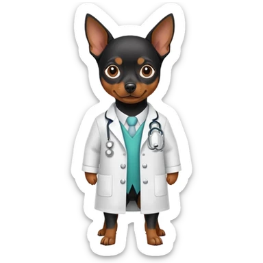 black pinscher mini with doctor coat
 sticker