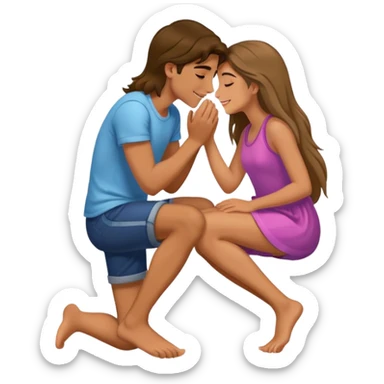 a boy kissing a girl's foot sticker