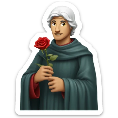 Dante Alighieri holding a rose in his hand sticker