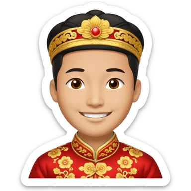 Chinese groom, traditional, culture of chinese, smiley on face. sticker