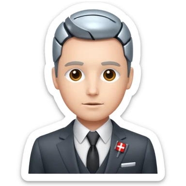 the swiss chris (banker influencer), looking professional yet have robotic elements sticker