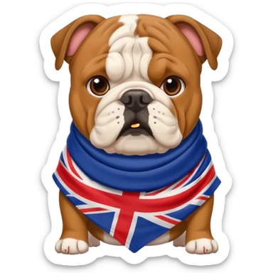bulldog with a British flag scarf sticker