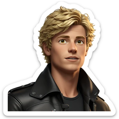 blonde boy in leather jacket sticker