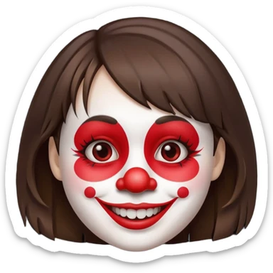 A clown emoji with brunette bangs sticker