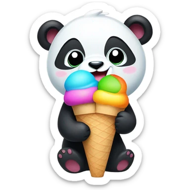 Panda eating ice cream sticker
