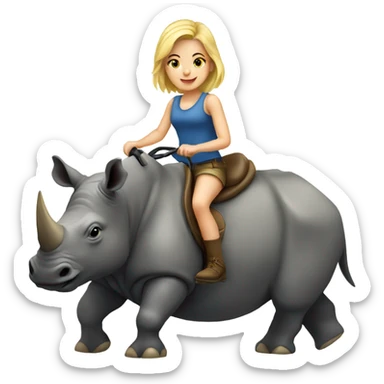 Young blonde girl riding a rhino sticker