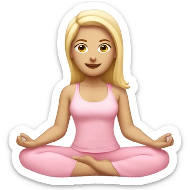 blonde yoga girl light pink clothes n sticker