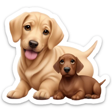 Barbie cuddling blonde Dachshund puppy and chocolate Shar Pei  sticker