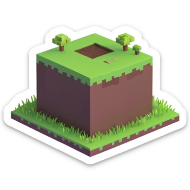Minecraft block with grass and dirt sticker