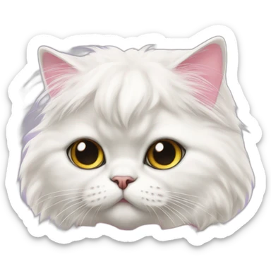white persian cat with a pink bow on its head sticker