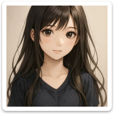 a realistic anime style girl with long hair sticker