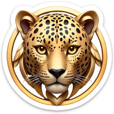 Cinematic Noble Jaguar Portrait Emoji, Poised and elegant, with a sleek, muscular build adorned with striking rosette patterns and intense, focused eyes, Simplified yet sharp and sophisticated features, highly detailed, glowing with a soft, wild luminescence, high shine, intelligent and graceful, stylized with an air of untamed nobility, focused and alert, soft glowing outline, capturing the essence of a watchful guardian that feels as though it could step out of the screen with effortless authority! sticker