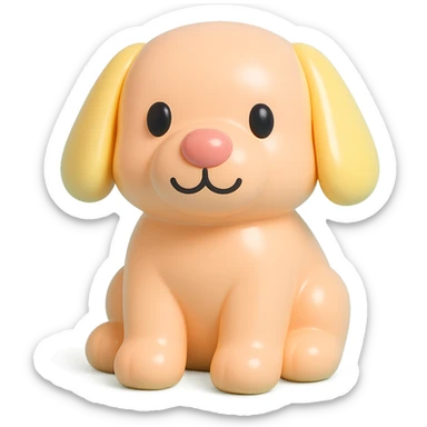               Transform {subject} into a soft vinyl figure with a smooth, glossy surface. The material should look slightly rubbery and tactile, with minimalistic curves and a matte-gloss hybrid finish. Use pastel or soft solid colors. The surface is seamless, with no visible textures or roughness. Studio lighting, vibrant background, clean, playful, designer toy aesthetic and no shadows. {subject} = dog, make sure the mouth has nice outlines sticker