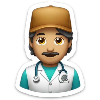 Médico con gorra y cabello oscuro piel trigueña y un lunar en la barbilla  sticker