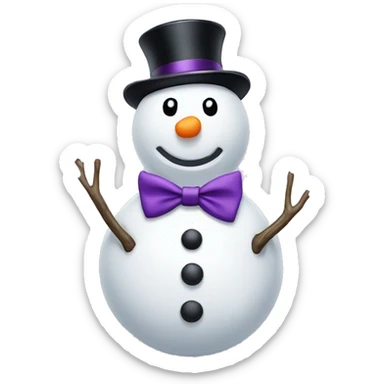 A snowman with a purple bow tie sticker