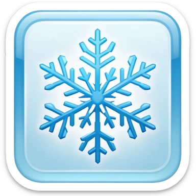 a Tiny compressed Stylized light-blue snowflake symbol inside a pastel gradient white square icon, light blue borders sticker