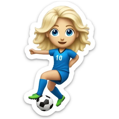 blonde girl blue eyes playing soccer and does bicycle kick sticker