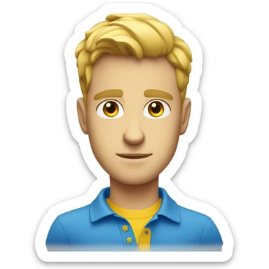 Yellow polo strong white guy blue eyes  sticker