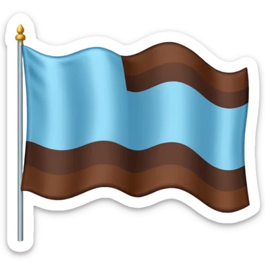 A flag with light blue and chocolate colour sticker