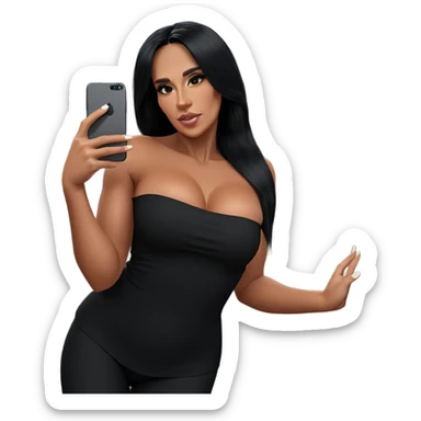 selfie with black hair sticker