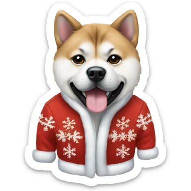 Akita wearing a Christmas jacket sticker