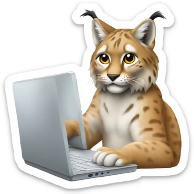 A lynx with a laptop sticker