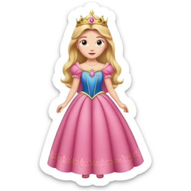 Princesa aurora Disney com vestido gcom uma tiara pequena e corpo inteiro, sticker