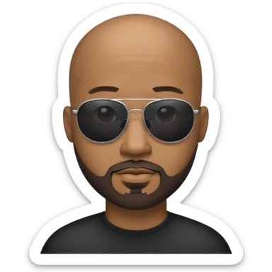 Bald male, Black-lens sunglasses, goatee beard, realistic portrait sticker