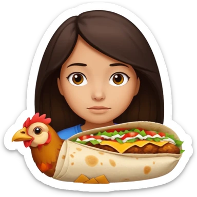 Girl with DARKBROWN  hair "resting chicken burrito face" sticker