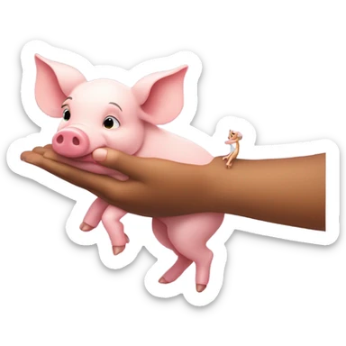 Piglet holding Winnie the Poohs hand  sticker